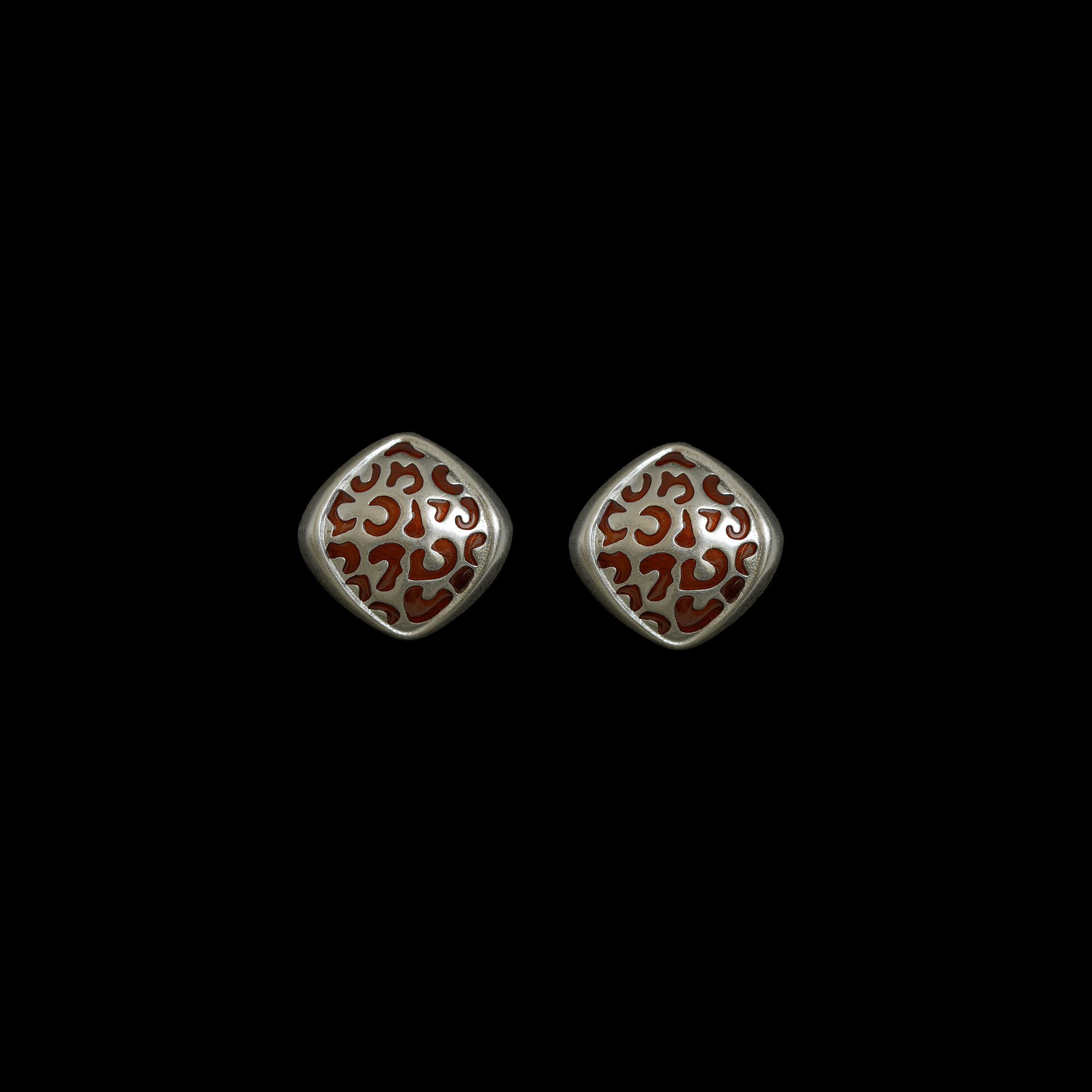 古着vintage复古Leopard print square earrings耳钉