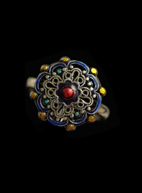 Vintage古着莲花戒指复古银色