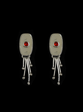 Vintage古着Garnet Crystal Beads ruby 复古耳环