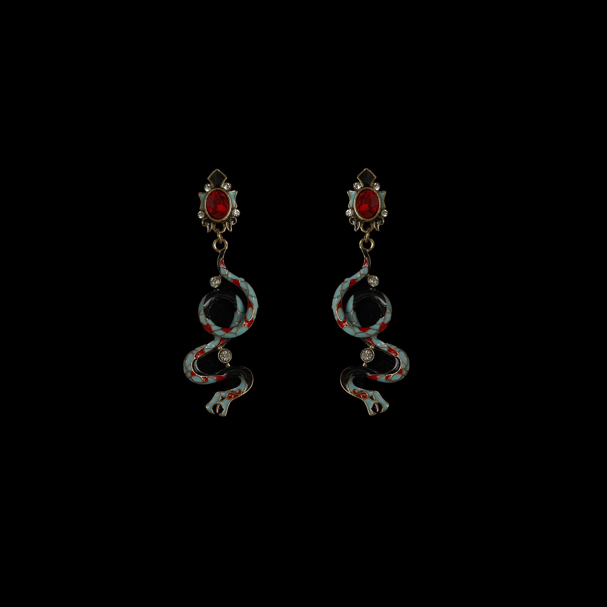 古着珐琅Antique enamel snake shaped earrings蛇耳饰