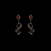 古着珐琅Antique earrings蛇耳饰 shaped enamel snake
