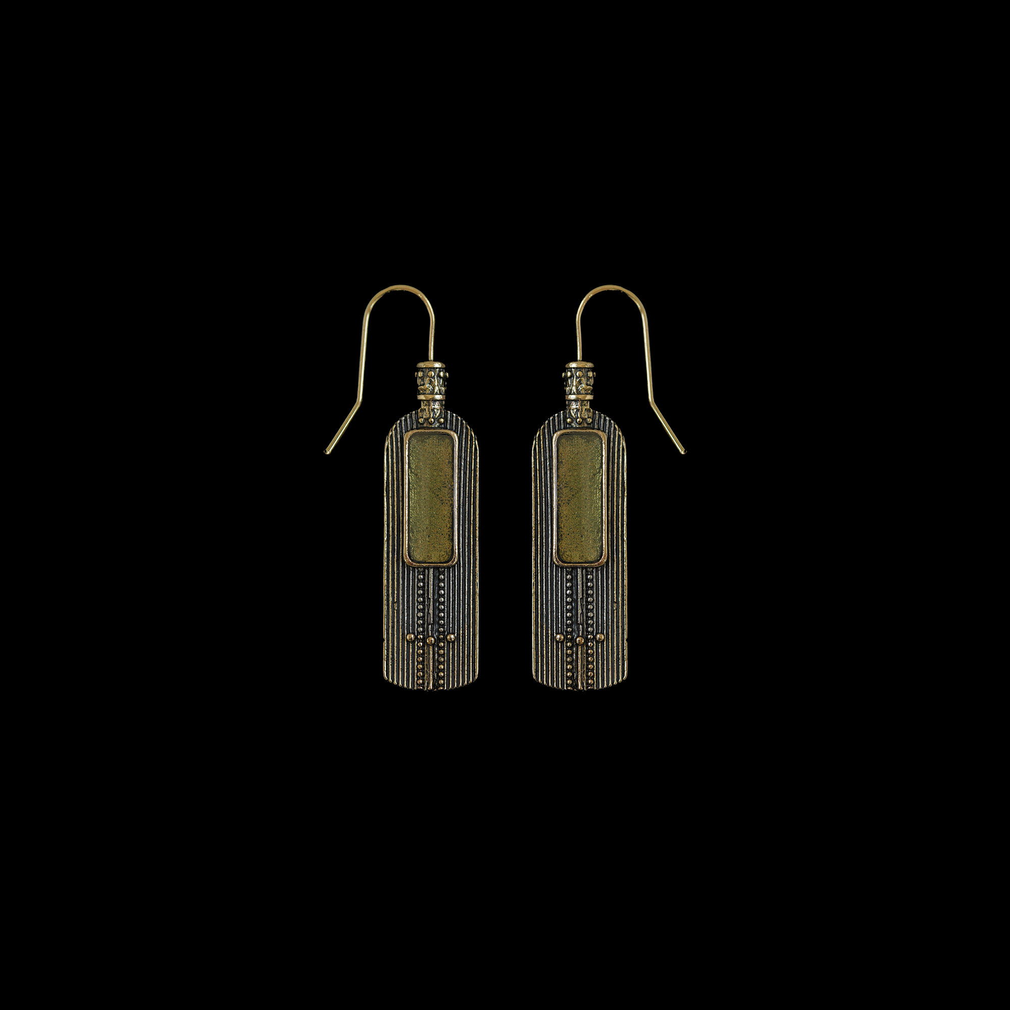 古着vintage复古Ancient rectangular geometric earrings耳饰 - 实物图