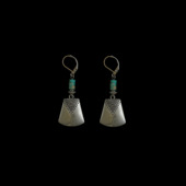 turquoise 古着vintaget复古Ancient silver geometric耳饰