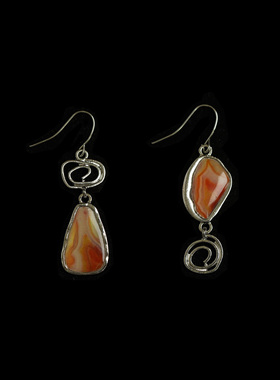 Vintage古着Orange silver plated earrings复古耳环