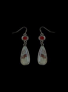 古着vintgae复古Ancient silver ruby earrings耳饰