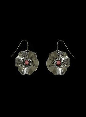 Vintage古着Ancient silver sunflower earrings复古耳环