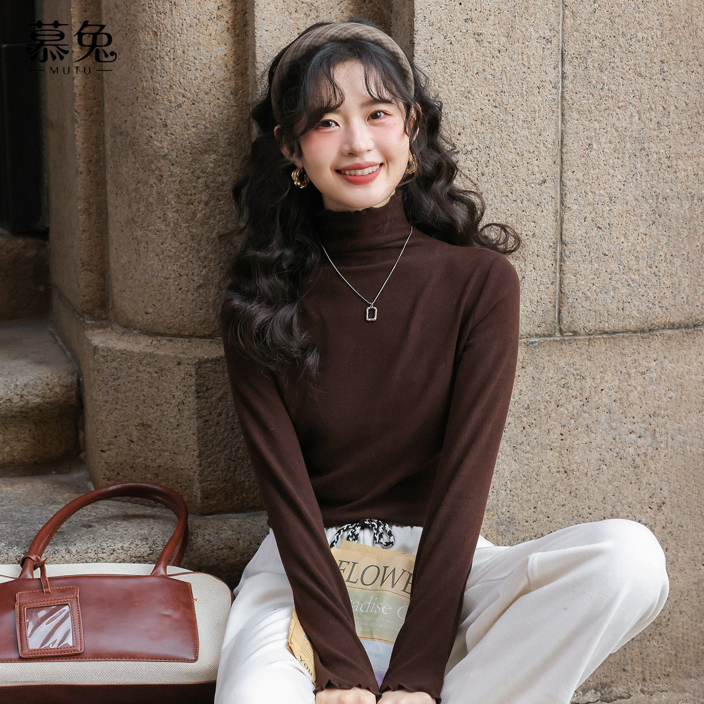 慕兔韩系洋气灰色长袖打底t恤女2025冬新款别致修身显瘦内搭上衣,女装/女士精品,T恤,淘宝优惠券,粉丝福利购,淘宝优惠卷