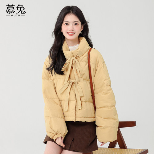 慕兔韩系立领绑带加厚棉服