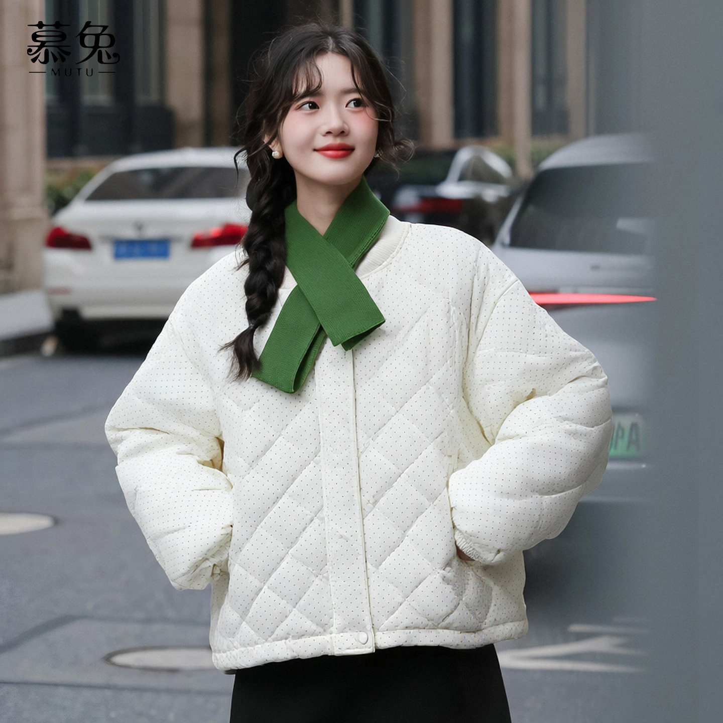 慕兔韩系黑色菱格波点棉服外套女2025冬季新款宽松加厚面包服上衣,女装/女士精品,短外套,淘宝优惠券,粉丝福利购,淘宝优惠卷