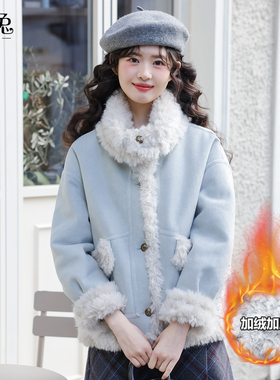慕兔两面穿皮毛一体外套女2025冬新款设计感小众加厚保暖夹克上衣