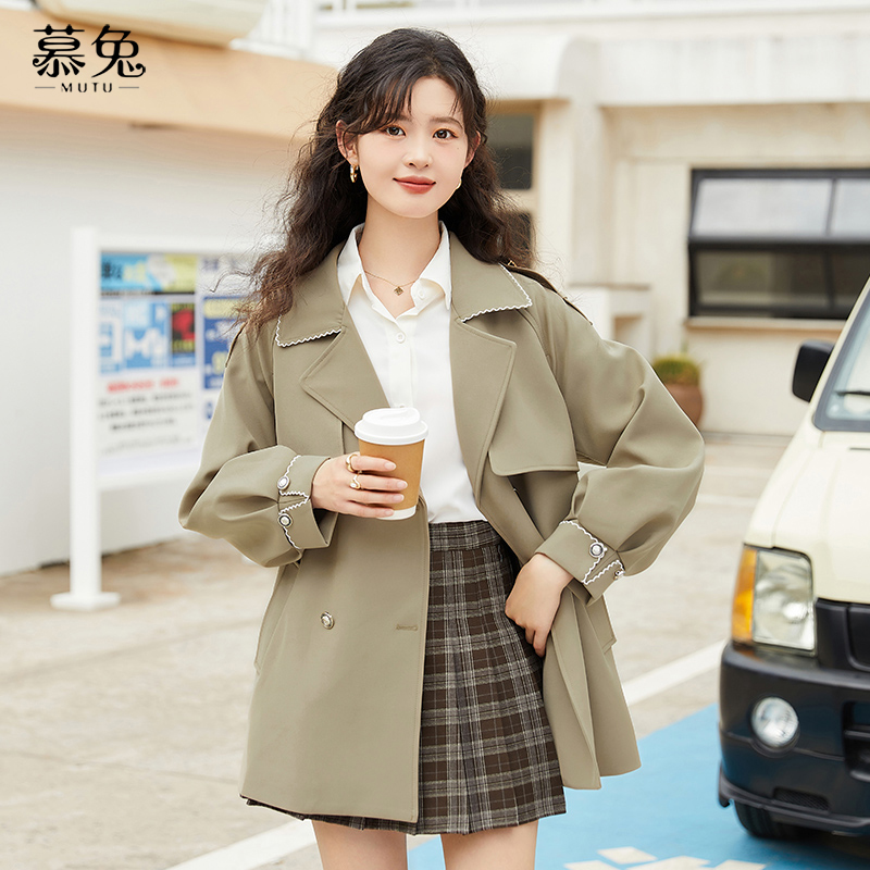 慕兔小个子风衣外套女秋季2025新款今年流行高级感西装中长款大衣