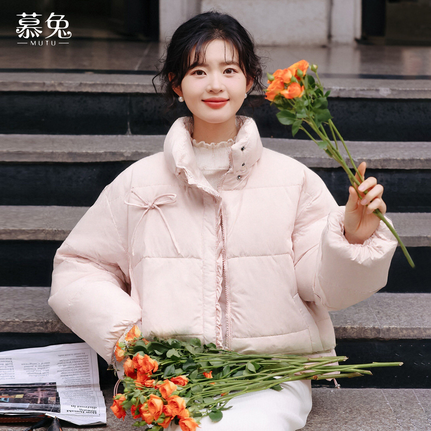 慕兔甜美粉色立领蝴蝶结棉衣棉服女冬2025新款加厚保暖面包服上衣,女装/女士精品,棉衣/棉服,淘宝优惠券,粉丝福利购,淘宝优惠卷