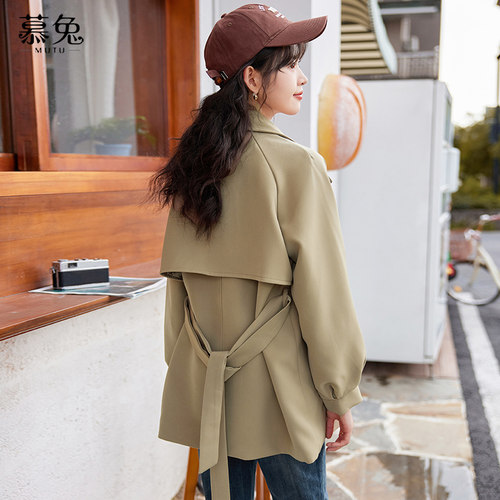 慕兔英伦风短款风衣外套