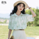 慕兔ins港风宽松短袖 设计感小众扎染上衣 新款 印花衬衫 女2025夏季