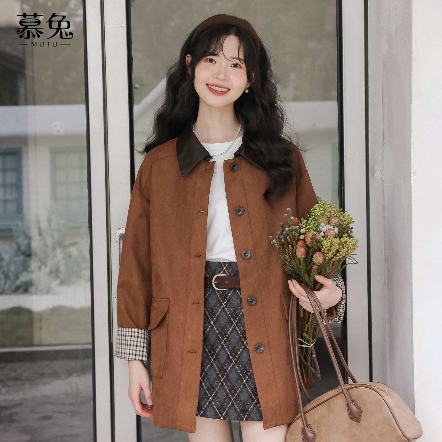 慕兔美拉德复古风衣外套女2026春季新款小个子廓形中长款夹克上衣,女装/女士精品,风衣,淘宝优惠券,粉丝福利购,淘宝优惠卷