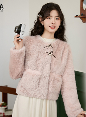 慕兔小香风仿羊羔毛外套女2025冬季新款气质加厚保暖皮毛一体上衣