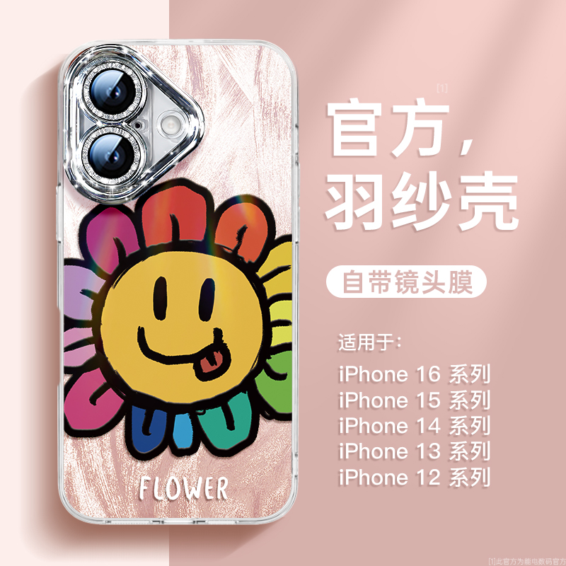 七彩向阳花带镜头膜适用苹果外壳