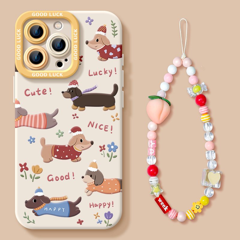 适用苹果手机壳腊肠小狗卡通硅胶