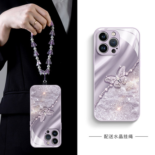 小红书爆款平安蝶适用苹果玻璃壳