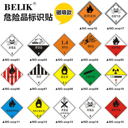 BELIK AQ-46 自吸磁性贴 危险化学品标识牌危化品警示警告标志牌当心腐蚀磁性易燃易爆运输车提示牌
