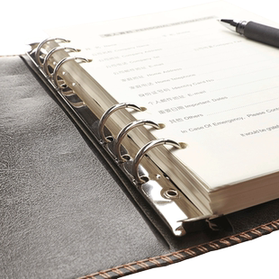 a5笔记本六孔活页本日记本子简约皮质办公会议记录6孔可拆卸高档皮面活页夹自用A5记事本道林纸替芯商务定制