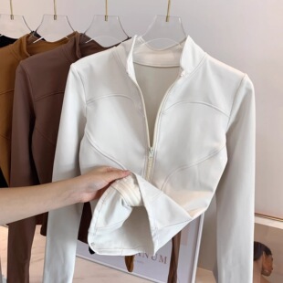 外套冬季款修身女款运动加绒加厚上衣收腰紧身瑜伽穿搭长袖普拉提