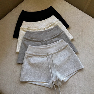 美式灰色运动休闲短裤女年夏季新款宽松低腰显瘦小个子直筒裤