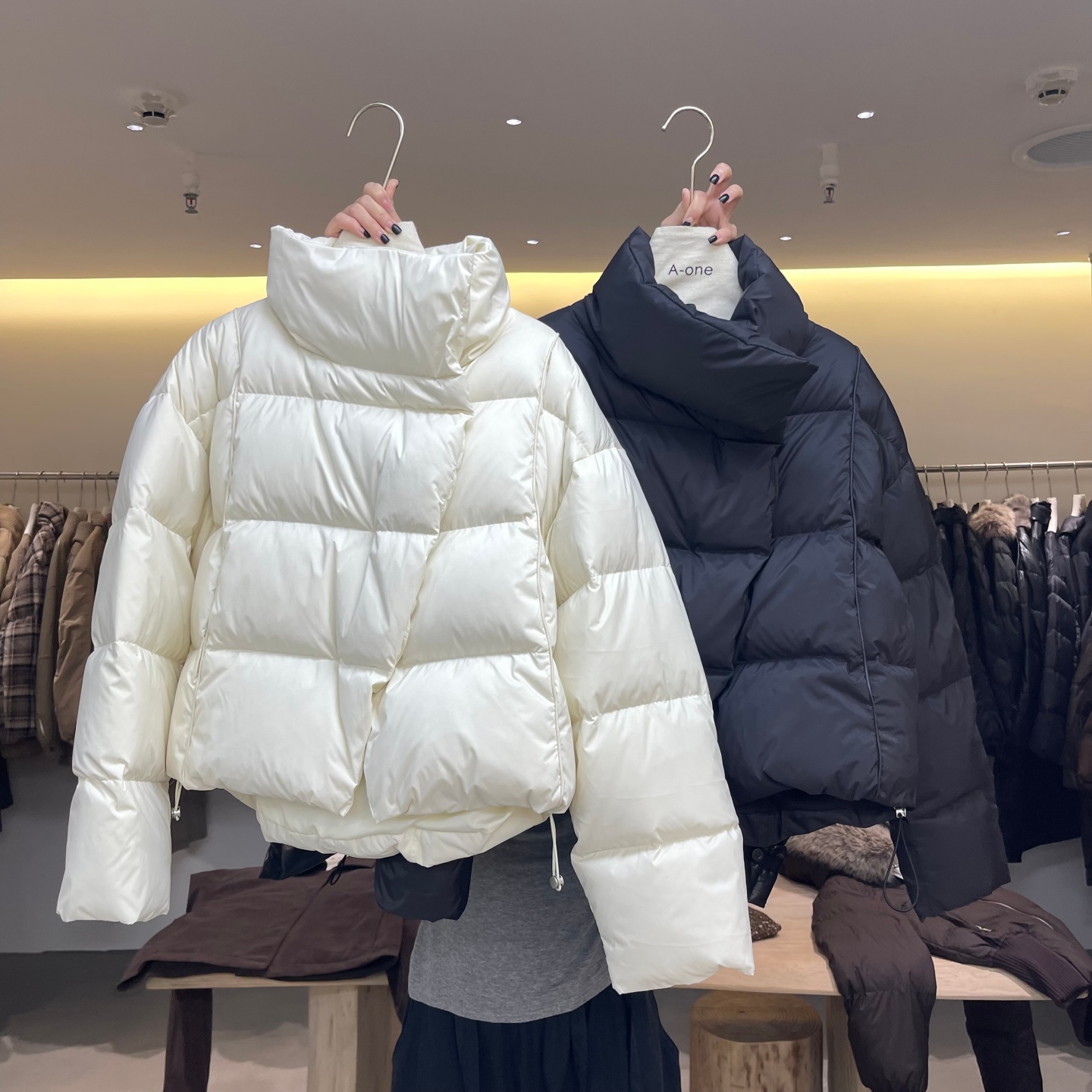 50绒立领加厚短款斜吸扣羽绒服