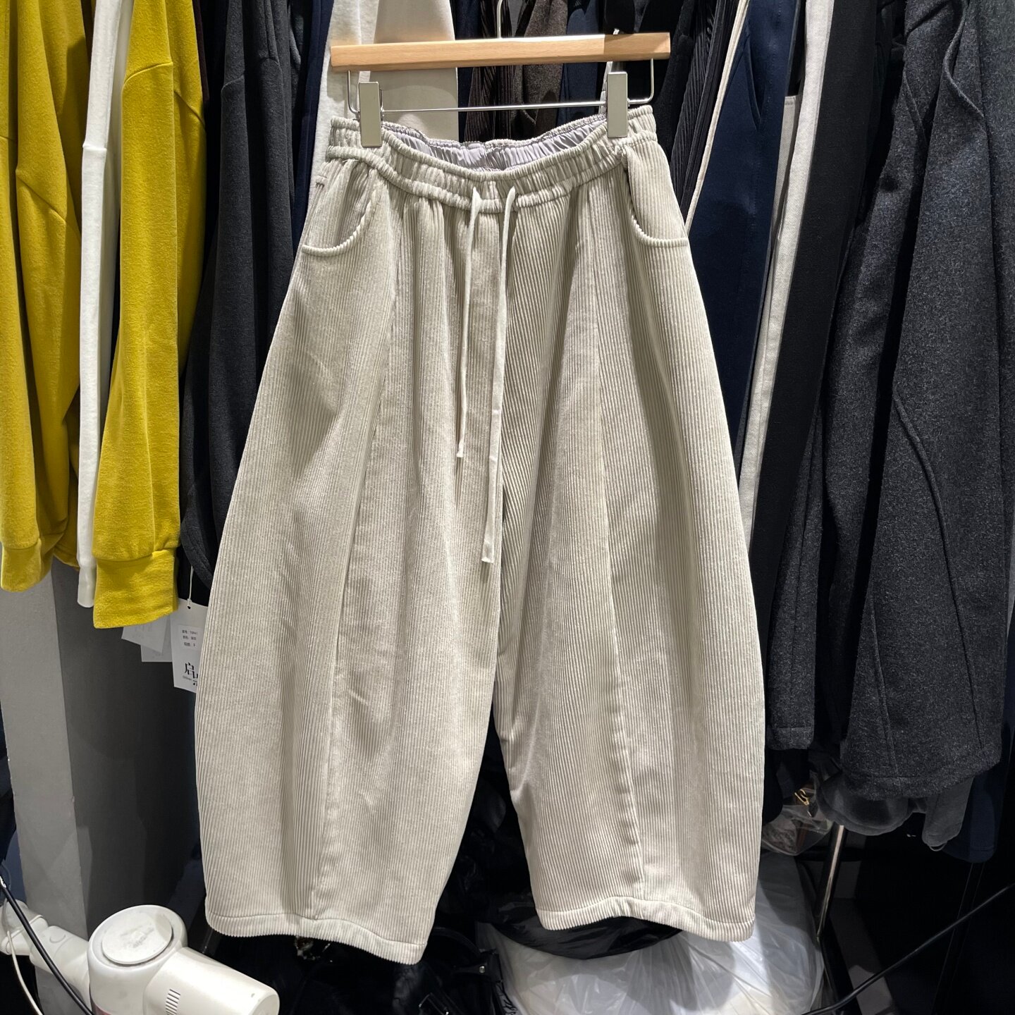 灯芯绒加绒阔腿裤女八分休闲裤