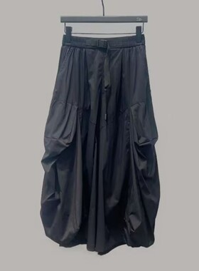 2026夏新款小众原创设计感四面弹防泼溅堆量建筑感黑色工装风裙裤