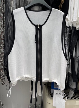 简约网纱气质马甲女2026年夏季新款无袖透气拉链叠穿背心显瘦上衣