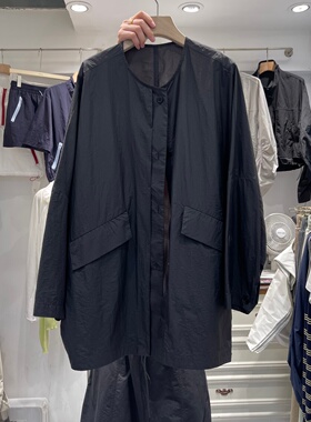 黑色圆领纽扣防晒服女2026夏季新款宽松中长款薄款外套百搭上衣