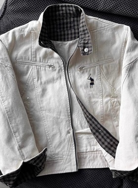 小马刺绣哈灵顿立领工装夹克外套女秋季新款cleanfit街头灰色棒球