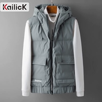 Thời trang dụng cụ vest nam mùa thu đông vest phiên bản Hàn Quốc của áo khoác không tay ấm áp vest vai nam vest cotton giản dị thủy triều - Dệt kim Vest áo len nam cổ lọ hàn quốc