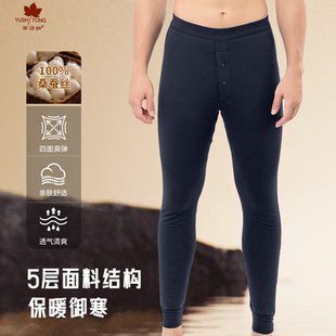 雨诗桐新款冬季抗寒加厚高腰棉裤打底护膝夹层蚕丝保暖裤