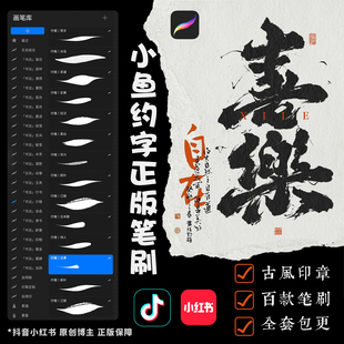 小红书抖音【小鱼正版】原创Procreate书法笔刷 全套小鱼辰龙笔刷