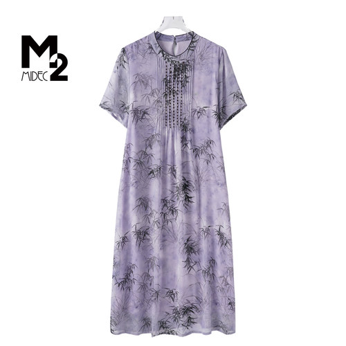 M2夏季新款新中式雪纺连衣裙