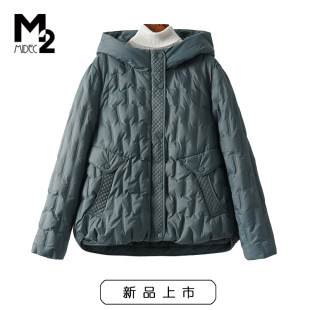 M2女装2025年冬新款宽松大码中年妈妈时尚休闲保暖外套连帽羽绒服
