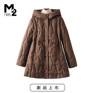 【断码清仓】M2女装宽松大码收腰显瘦中老年妈妈中长款连帽羽绒服
