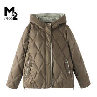 宽松大码 新款 中年妈妈休闲百搭白鸭绒连帽羽绒服 2025冬季 M2女装