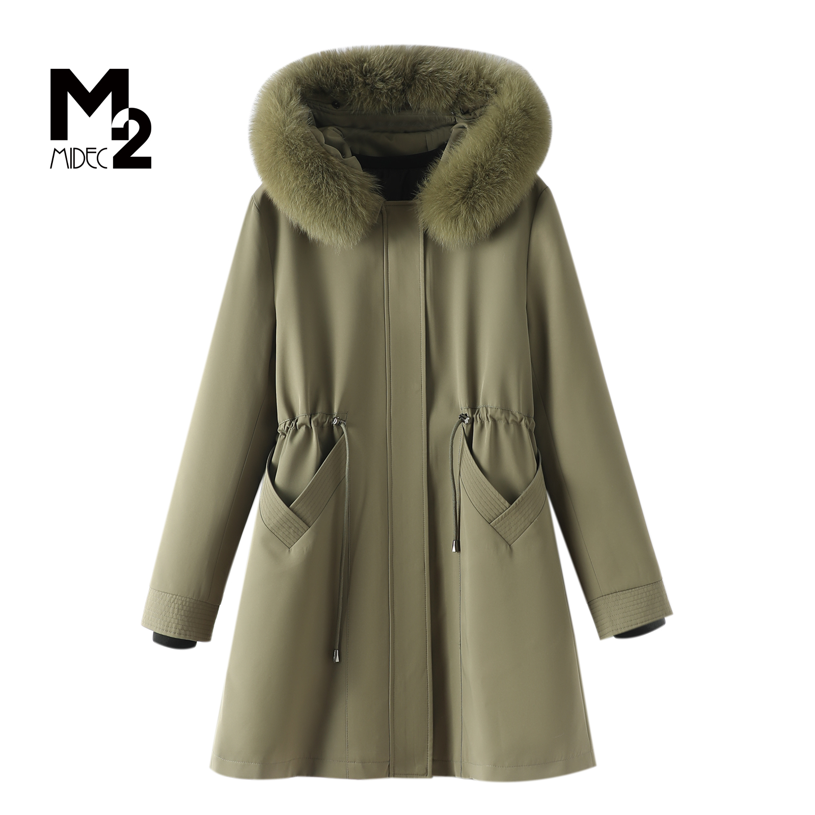 M2女装中年妈妈可脱卸兔毛派克服