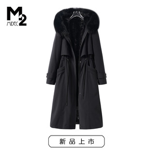M2高端2025冬大码 皮毛一体派克服狐狸毛领内胆水貂皮草大衣 中长款