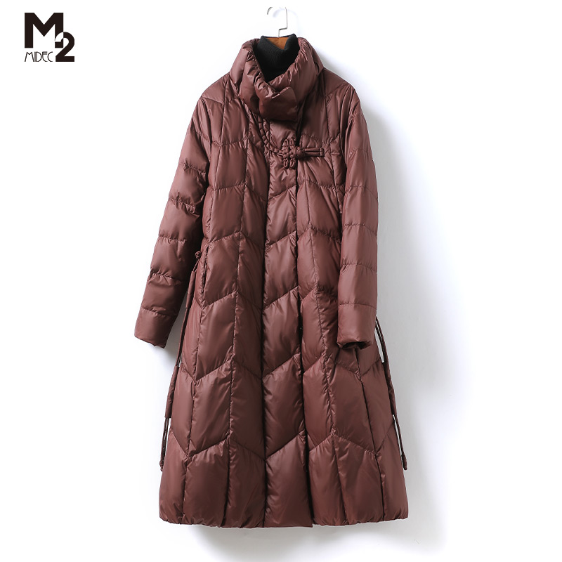 M2女装2025新款冬季白鸭绒中年妈妈大码中国风反季长款加厚羽绒服