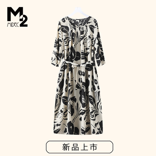 M2女装新款春秋季雪纺连衣裙