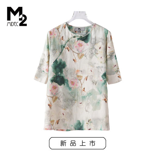 M2女装春夏圆领全棉T恤上衣