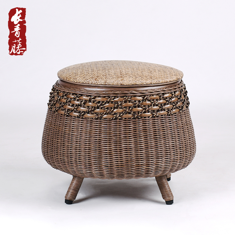 藤编家用门口客厅收纳储物凳