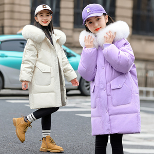 巴拉咕咚儿童羽绒服女童中长款2022新款童装中大童小女孩加厚冬装