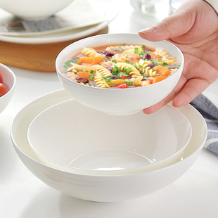 白瓷碗5 7英寸唐山骨瓷斗碗面碗家用陶瓷碗饭碗汤碗菜碗餐具