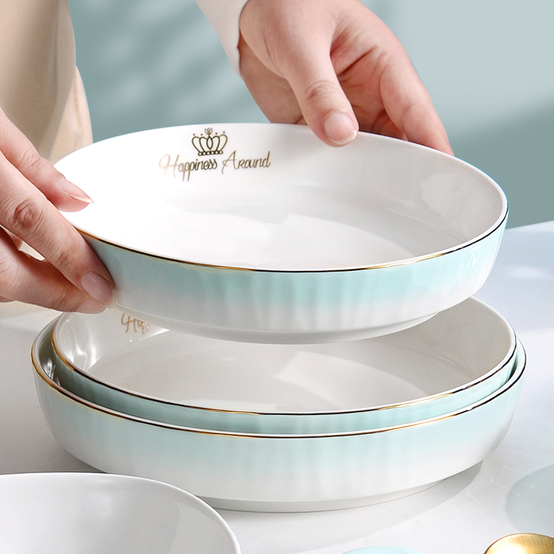 新款浮雕渐变湖蓝餐具