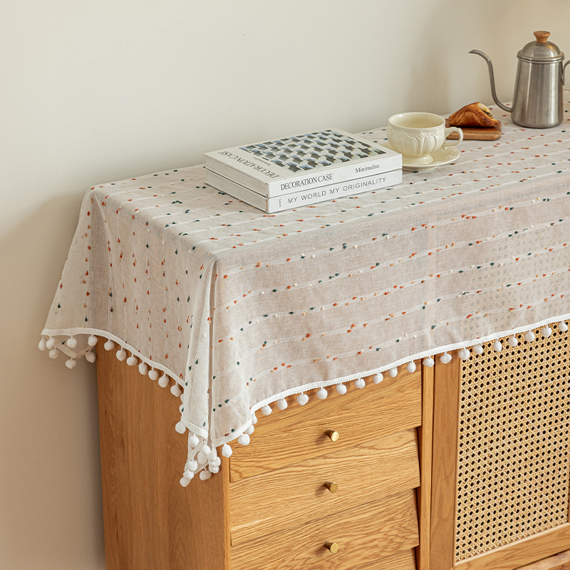2025新款法式餐边柜盖布家用长条餐桌布美式田园长桌鞋柜防尘盖巾